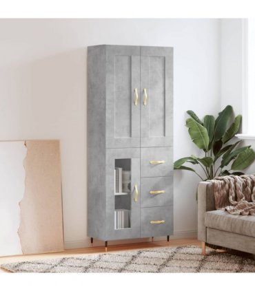 vidaXL Highboard Concrete Grey 69,5x34x180 cm Engineered Wood
