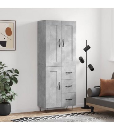 vidaXL Highboard Concrete Grey 69,5x34x180 cm Engineered Wood