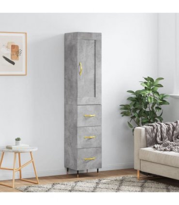 vidaXL Highboard Concrete Grey 34,5x34x180 cm Engineered Wood