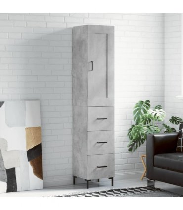 vidaXL Highboard Concrete Grey 34,5x34x180 cm Engineered Wood