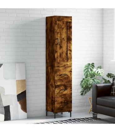 vidaXL Highboard Smoked Oak 34,5x34x180 cm Engineered Wood