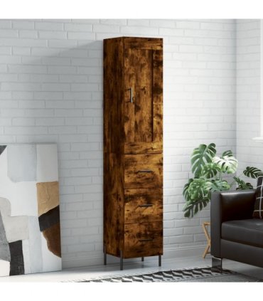 vidaXL Highboard Smoked Oak 34,5x34x180 cm Engineered Wood