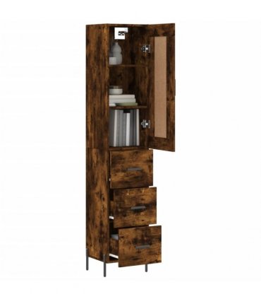vidaXL Highboard Smoked Oak 34,5x34x180 cm Engineered Wood