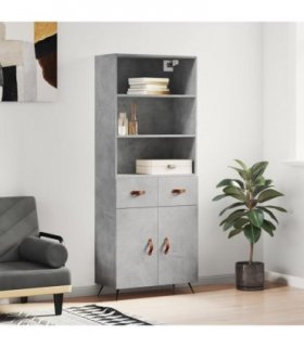 vidaXL Highboard Concrete Grey 69,5x34x180 cm Engineered Wood