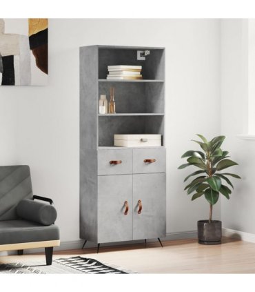 vidaXL Highboard Concrete Grey 69,5x34x180 cm Engineered Wood