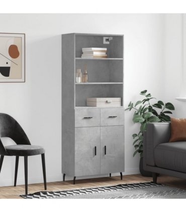 vidaXL Highboard Concrete Grey 69,5x34x180 cm Engineered Wood