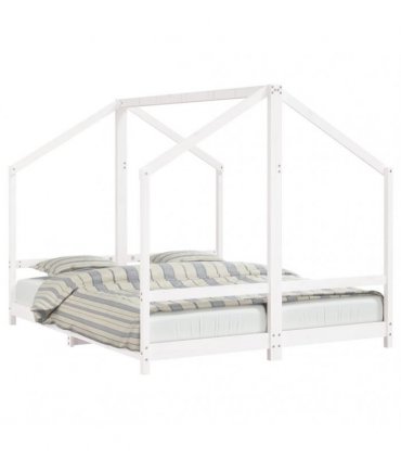 vidaXL Kids Bed Frame White 2x(80x200) cm Solid Wood Pine