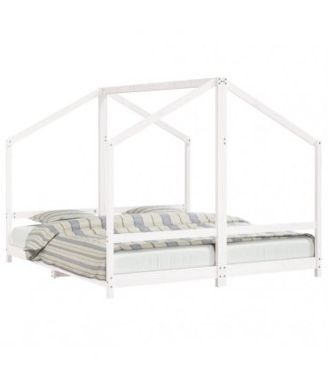 vidaXL Kids Bed Frame White 2x(90x200) cm Solid Wood Pine