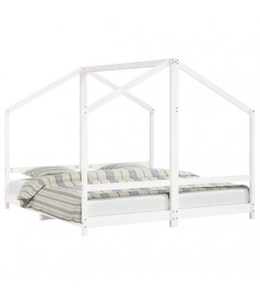vidaXL Kids Bed Frame White 2x(90x190) cm Solid Wood Pine