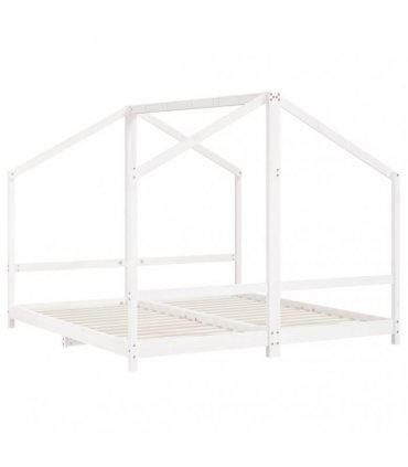vidaXL Kids Bed Frame White 2x(90x190) cm Solid Wood Pine