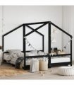 vidaXL Kids Bed Frame Black 2x(90x190) cm Solid Wood Pine