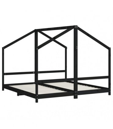 vidaXL Kids Bed Frame Black 2x(90x190) cm Solid Wood Pine