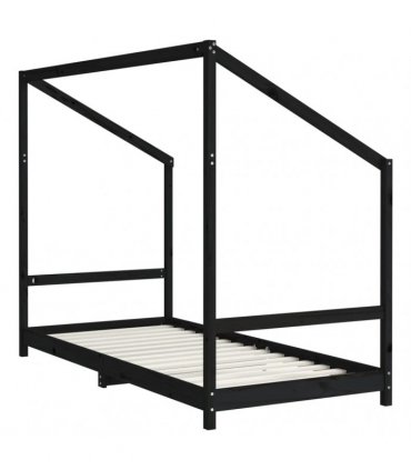 vidaXL Kids Bed Frame Black 2x(90x190) cm Solid Wood Pine