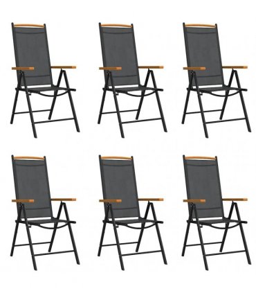 vidaXL 7 Piece Garden Dining Set Black Aluminium