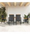 vidaXL 7 Piece Garden Dining Set Black and Brown Aluminium