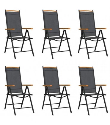 vidaXL 7 Piece Garden Dining Set Black and Brown Aluminium