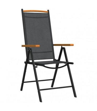 vidaXL 7 Piece Garden Dining Set Black and Brown Aluminium