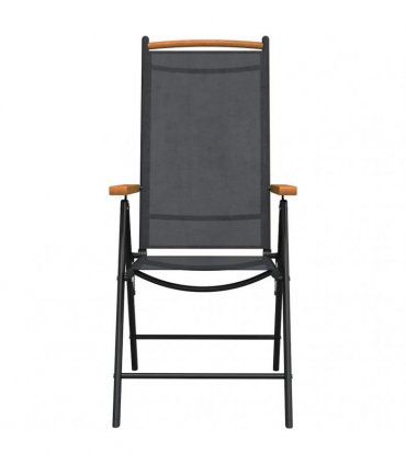 vidaXL 7 Piece Garden Dining Set Black and Brown Aluminium