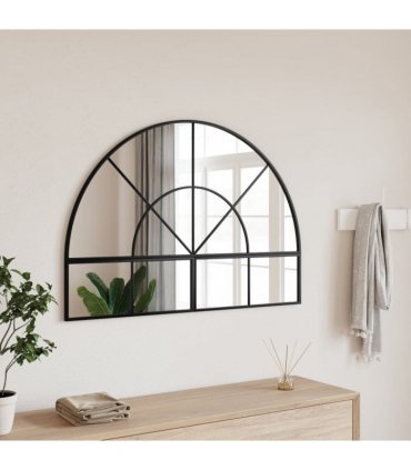 vidaXL Wall Mirror Black 100x70 cm Arch Iron