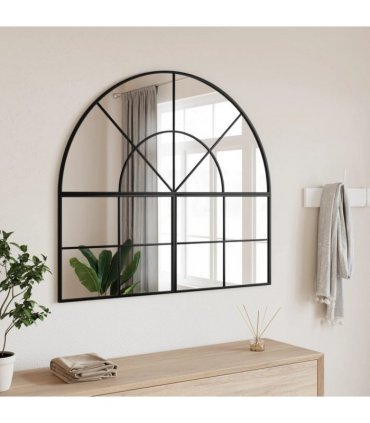 vidaXL Wall Mirror Black 100x90 cm Arch Iron