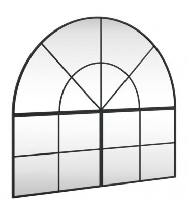 vidaXL Wall Mirror Black 100x90 cm Arch Iron