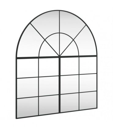 vidaXL Wall Mirror Black 100x110 cm Arch Iron