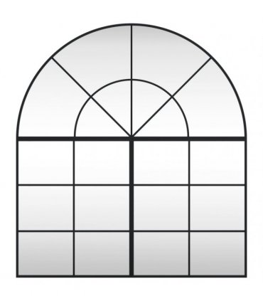 vidaXL Wall Mirror Black 100x110 cm Arch Iron