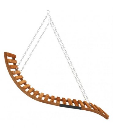 vidaXL Swing Bed with Canopy Solid Wood Spruce with Teak Finish