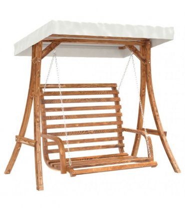 vidaXL Swing Bench with Canopy Solid Wood Spruce with Teak Finish