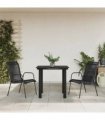vidaXL 3 Piece Garden Dining Set Black Steel and Textilene