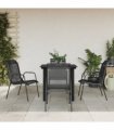 vidaXL 5 Piece Garden Dining Set Black Steel and Textilene