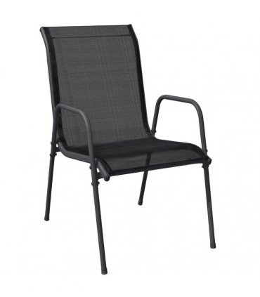 vidaXL 5 Piece Garden Dining Set Black Steel and Textilene