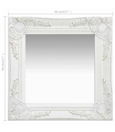 vidaXL Wall Mirror Baroque Style 40x40 cm White