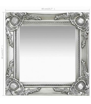 vidaXL Wall Mirror Baroque Style 40x40 cm Silver