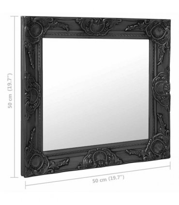 vidaXL Wall Mirror Baroque Style 50x50 cm Black