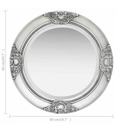 vidaXL Wall Mirror Baroque Style 50 cm Silver