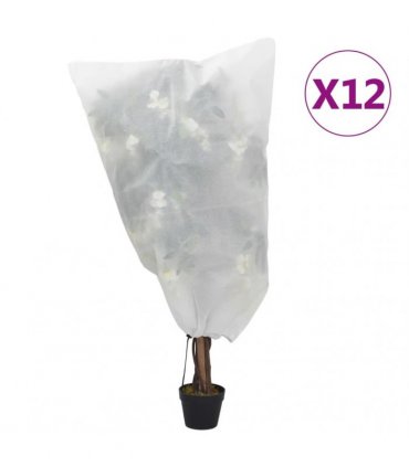 vidaXL Plant Fleece Covers with Drawstring 12 pcs 70 g/m² 0,8x1,2 m