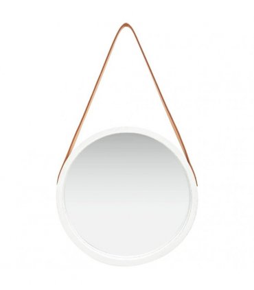 vidaXL Wall Mirror with Strap 40 cm White