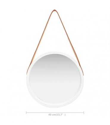 vidaXL Wall Mirror with Strap 40 cm White