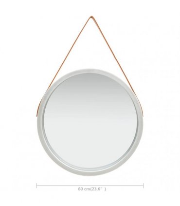 vidaXL Wall Mirror with Strap 60 cm Silver