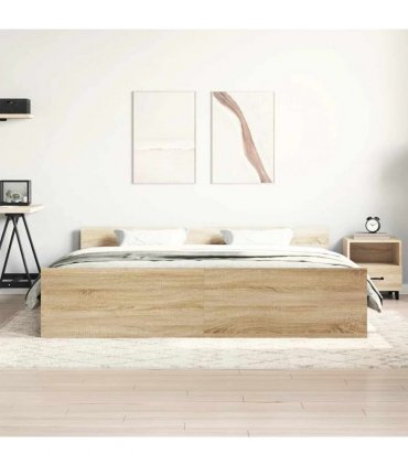 vidaXL Bed Frame without Mattress Sonoma Oak 200x200 cm