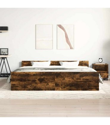 vidaXL Bed Frame without Mattress Smoked Oak 200x200 cm