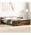 vidaXL Bed Frame without Mattress Smoked Oak 140x200 cm