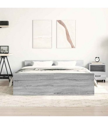 vidaXL Bed Frame without Mattress Grey Sonoma 140x200 cm