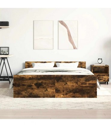 vidaXL Bed Frame without Mattress Smoked Oak 150x200 cm