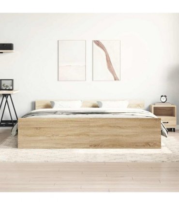 vidaXL Bed Frame without Mattress Sonoma Oak 180x200 cm