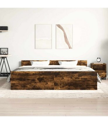 vidaXL Bed Frame without Mattress Smoked Oak 180x200 cm