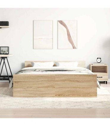 vidaXL Bed Frame without Mattress Sonoma Oak 140x190 cm