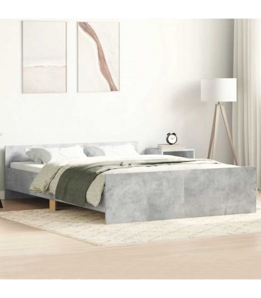 vidaXL Bed Frame without Mattress Concrete Grey 140x190 cm