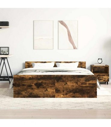 vidaXL Bed Frame without Mattress Smoked Oak 140x190 cm